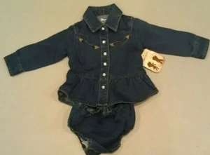 Neu mit Etikett Wrangler Säugling Kleinkind Denim Western Oberteil Unterteil Outfit Mädchen 3-6M 12M 24M - Bild 1 von 19