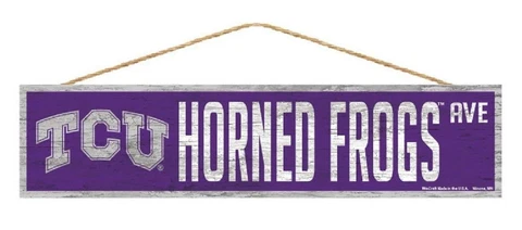 TCU Horned Frogs 4"x17" Wood Sign Avenue Design [NEW] NCAA Street Banner Wall Cover