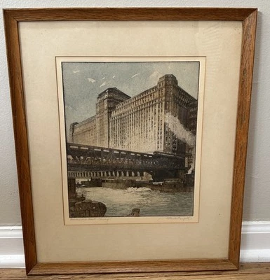 Chester Danforth Mercancía Mart Chicago Modernista Color Grabado Años 20 ¡Mira!! Foto 1 de 4