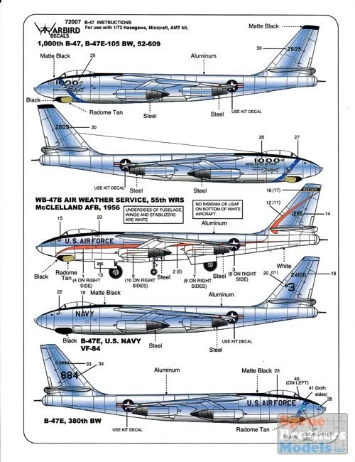 WBD72007 1:72 Warbird Decals - B-47 Stratojet Pt 1 #72007 - Image 1 of 1