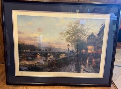 Thomas Kinkade's Print "Paris, Eiffel Tower-City of Lights 2" Framed 27" X 36" - Image 1 of 4
