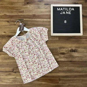 NWT Matilda Jane Enchanted Garden Springtime Flowers Knit Floral Tee Top Cream 8 - Picture 1 of 5