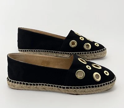 Alpargata Andre Assous para mujer talla US/6,5 EU/37 gamuza negra con ojales dorados Foto 1 de 4