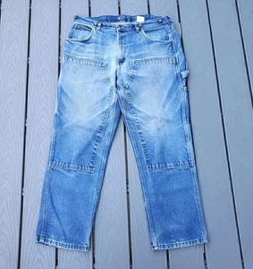 Vintage KEY Jeans Mens 38x32 (36x30 Thrashed Destroyed Faded Double Knee Logger - Picture 1 of 12