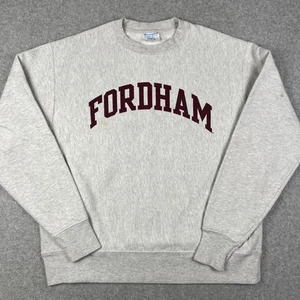VINTAGE Fordham University Champion Reverse Weave Sweatshirt Large Mens Grey - Picture 1 of 7