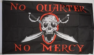 NO QUARTER NO MERCY PIRATE FLAG 5 X 3 FEET polyester fabric PIRATES SKULL - Picture 1 of 1