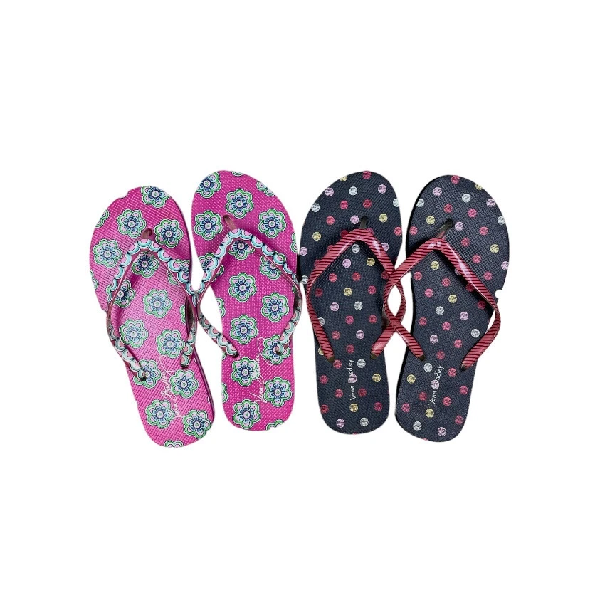 Set of 2 Vera Bradley Flip Flops Sandals  With floral and pocka dot print 9/10 - Image 1 of 4