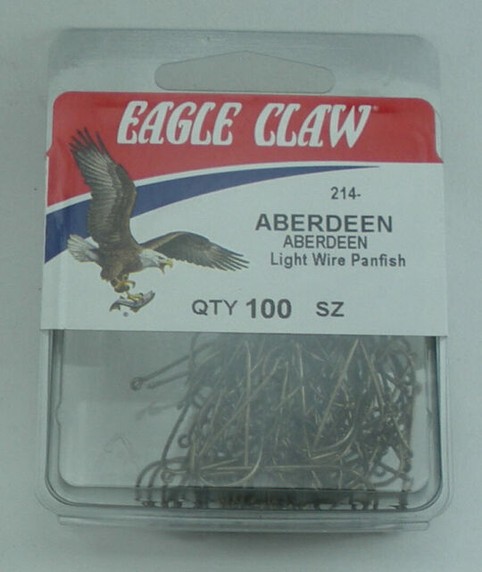 100 Eagle Claw 214 Size 1/0 Bronze Aberdeen Light Wire Crappie Pan Fish  Hooks