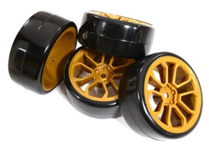 10 Spoke Wheel & Tire Set (4) for Drift Racing (O.D.=62mm) W=26mm Offset 3.5mm - Picture 1 of 1