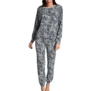 Champion Top Jogger Pants Hacci 2 piece Pajama Set Navy Leopard Size XL - Picture 1 of 6