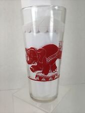 Vintage Hazel Atlas Libbey Circus Big Top Themed Tumbler Glass Red Elephant 14oz