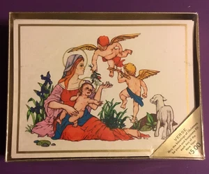 Vintage Greentree Publishers Holiday Christmas Cards Mary & Baby Jesus Angels - Picture 1 of 2