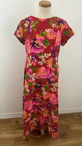 Maxi Vestido Vintage Hawaiano Cascada Tren Imperio Hawaiano Aloha Mod Tela de Corteza - Imagen 1 de 11