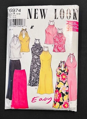 New Look 6974 Misses Halter Neck Dress/Top/Skirt Easy Sew Pattern sz 6-16 Uncut - Image 1 of 2