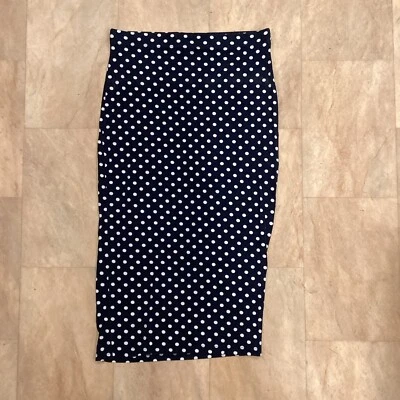 Falda MIDI George G21 Azul Marino Blanco Manchado Lunares Cintura Alta Talla 10 Foto 1 de 4