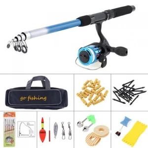 Telescopic Fishing Rod Spinning Reel Set Combo Full Kit Carbon Fiber Rod Pole - Picture 1 of 8