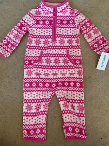 New with Tags Carter’s Fleece One Piece Longall Romper Size 9 Mth (Retail $22) - Picture 1 of 3