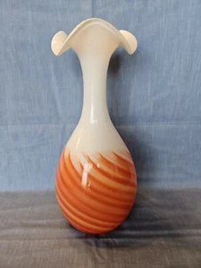 Vintage 1970s Empoli Opaline Fire Twist Vase Made In Vetreria Artigiana Factory - Picture 1 of 9