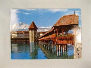 Switzerland Lucerne Chapel Bridge With Water Tower Mt Pilate Unused Postcard (O) - Picture 1 of 2