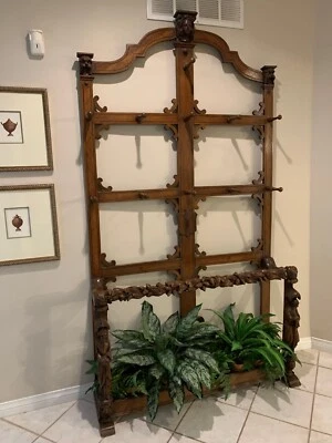 English Carved Oak Antique Hall Stand 19th Century - Image 1 of 4