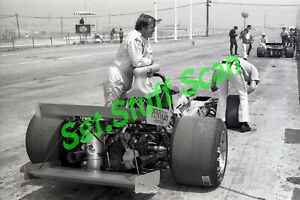 1973 Formula 5000 racing photo negative Frank Matich with race car