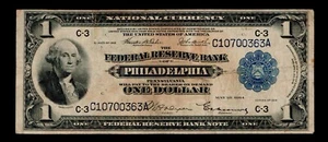 $1 1918 Large Size Philadelphia Federal Reserve Bank Note, (#139) - Picture 1 of 2