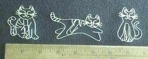 Lot of 3 Whimsical Gold-Tone Metal Cat Bookmark – Paper Clip Back - NEW - Picture 1 of 3