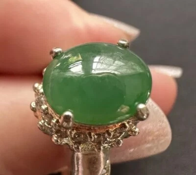 Natural Burma Type A Jadetie Jade Blulish Green Color Loose gemstone 9.6x7.7mm - Image 1 of 4