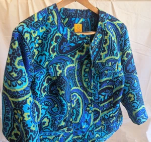 Ruby Road Woman Floral Quilted Blue Green Button Up Jacket Size 18W - Picture 1 of 2