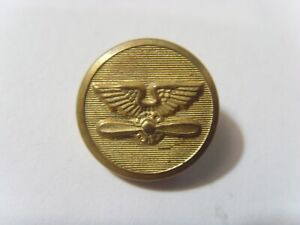 vintage gold tone metal US airplane aviation picture collector button 52022