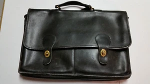 Vintage "Coach" Leather Briefcase with 2 Front Pockets - Reconditioned by Coach - Picture 1 of 9