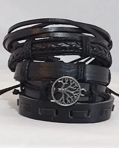 5Pcs/Set Multilayer Leather Bracelet Men's Women Wristband Jewelry Set - Picture 1 of 5