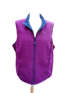 $98 REVERSIBLE Borgoña Athleisure KAREN SCOTT Edredón Polar Normcore Chaleco 1X - Imagen 1 de 5