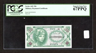 Series 641 10c Military Payment Certificate - PCGS 67 PPQ - Image 1 of 2