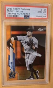 Miguel Rojas 2020 Topps Chrome #105 Orange Ref. 25/25 PSA GEM MINT 10 , Pop 1 - Picture 1 of 2