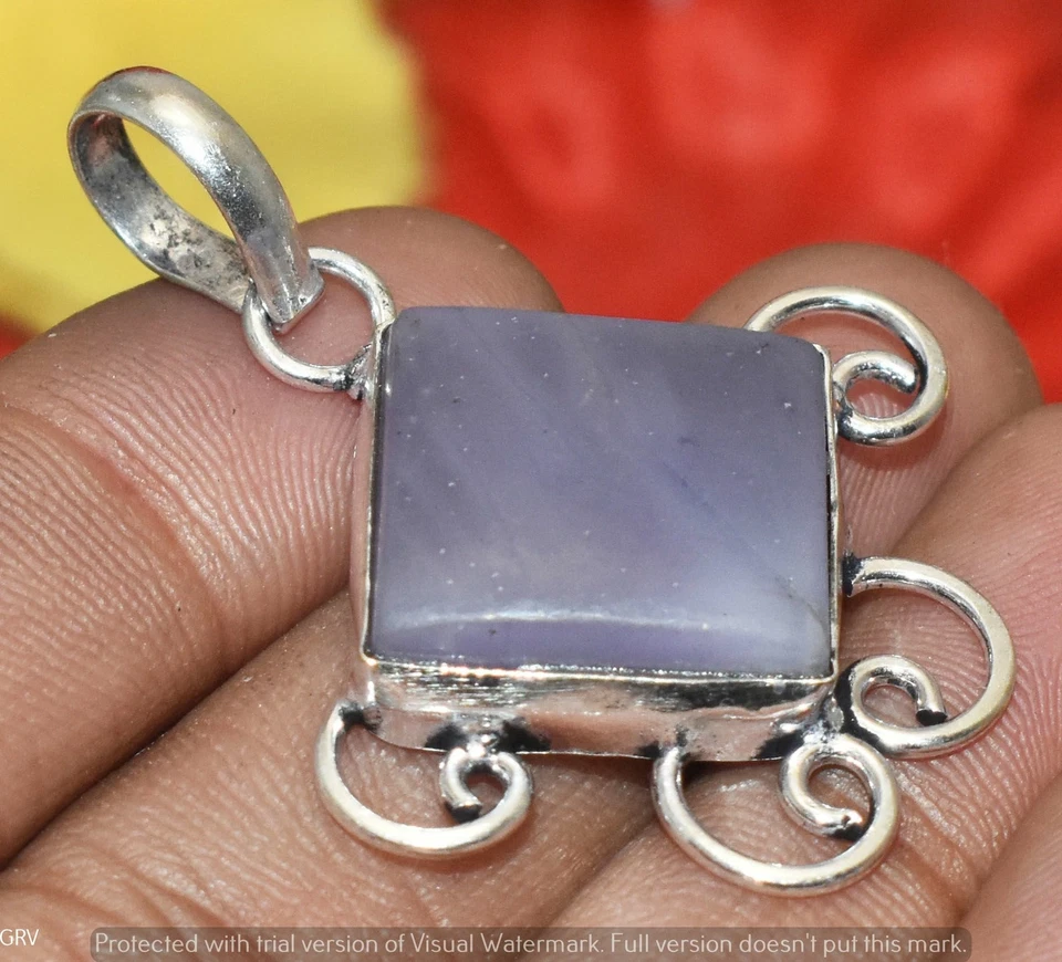 Porcelain Jasper Gemstone Pendant 925 Sterling Silver Plated U322-B142 - Image 1 of 1