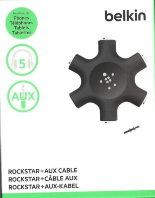 DIVISOR DE AURICULARES BELKIN ROCKSTAR AUDIO AUX 5 TOMAS SONIDO 3,5 MM NEGRO F8Z274BTBLK Foto 1 de 4