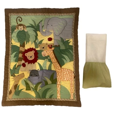 Juego de cama de cuna original para guardería para dormir con tema de animales de la selva 2 piezas Foto 1 de 4