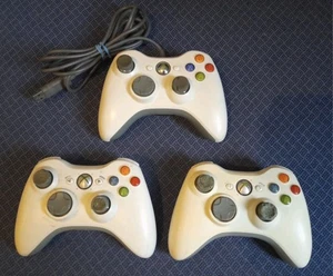Faulty White Xbox 360 Controllers (2 Wireless, 1 Wired) - Picture 1 of 4