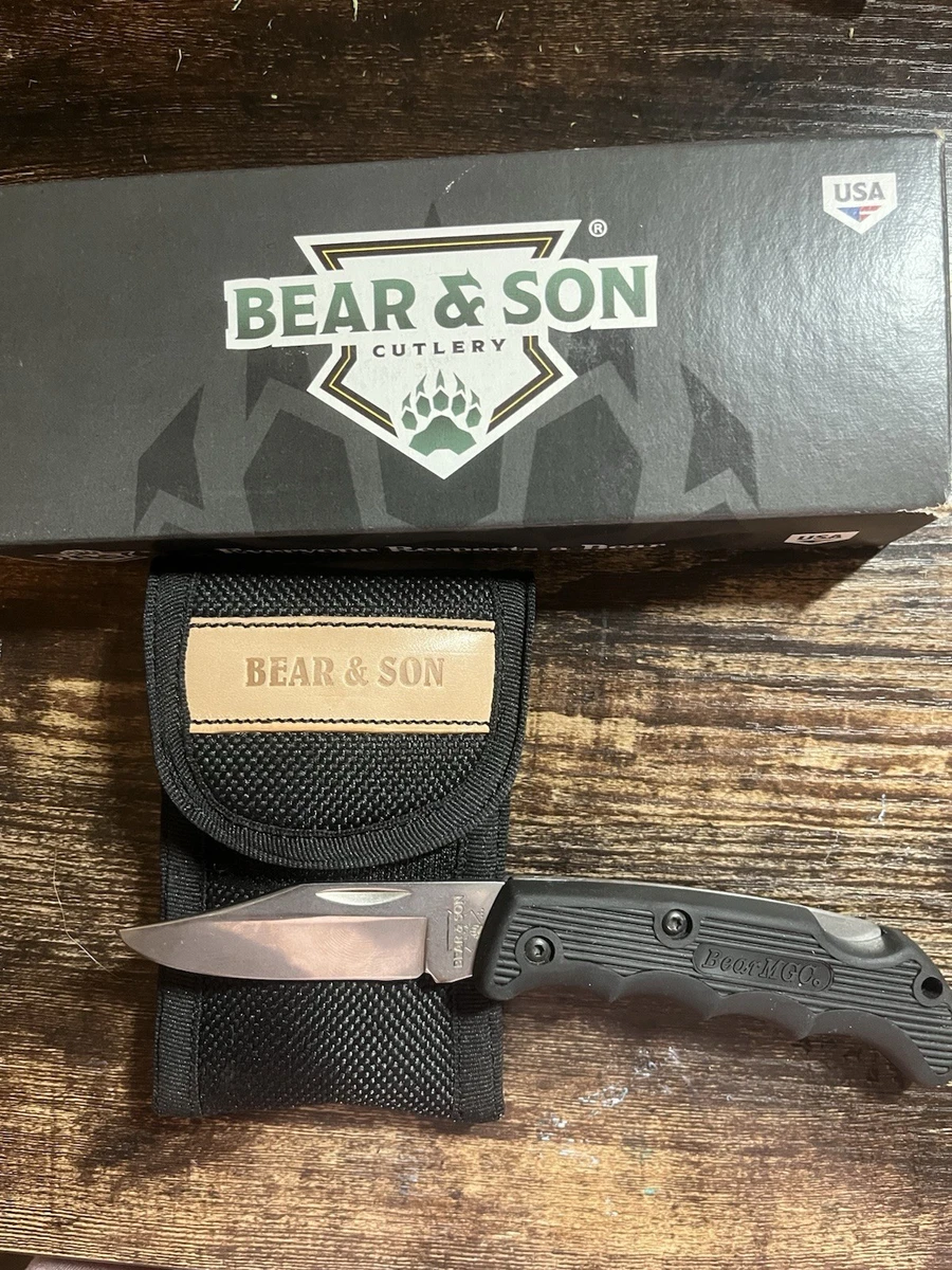 Bear & Son BC445 Fissa Lama Messer – Kraton-Griff, 10 Cm Geschlossen, Mit Schwarzer Cordura-Scheide