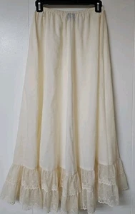 Falda enagua vintage LANZ con dobladillo de encaje sin cordones Cottagecore Prairie Boho ~ Talla 8 - Imagen 1 de 11