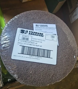 10 STANDARD ABRASIVES 870910 BUFF AND BLEND AP DISC, 8 IN X 1/2" MEDIUM, A/O New - Picture 1 of 7
