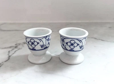 Form Marienbad Ingres Weiss Vintage Eierbecher  2 Stück Indisch Blau Strohblume - Bild 1 von 2