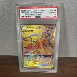 2021 Pokemon Reshiram & Charizard GX SM247 SM Holo Gold Black Star Promo PSA 8 - Bild 1 von 6