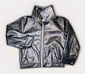 Glänzende schwarze Kunstlederjacke kidscore Mädchen Reißverschluss Baby Kleinkinder 4 Jahre Freizeit - Bild 1 von 5
