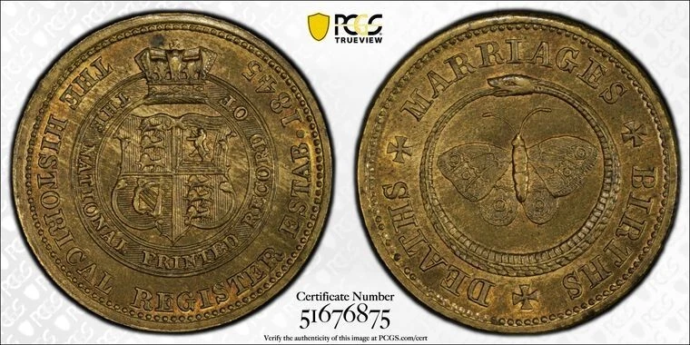 Lote Medalla Registro Histórico Nacional G.B 1845 PCGS MS65 #G082 ¡Gema BU! BHM#2211 Foto 1 de 4