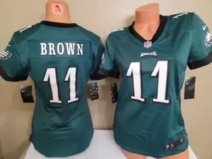 20921 Mujer Philadelphia Eagles AJ MARRÓN Camiseta de Fútbol Verde Negro Nueva - Imagen 1 de 16