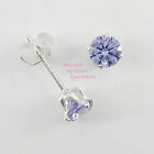 4mm Round CZ Birthstone Post Stud Earrings in SOLID Sterling Silver - NEW!