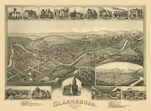 Historischer Panoramablick - Clarksburg West Virginia - Fowler 1898 - 23 x 31,35 - Bild 1 von 20