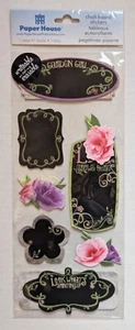 Garden Girl With Flowers Chalkboard Scrapbooking Stickers By Paper House RARE - Picture 1 of 3